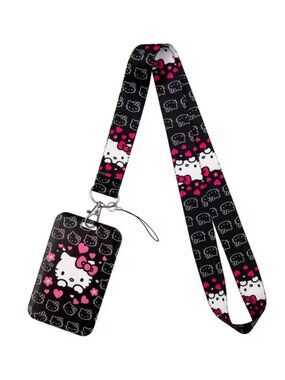 Hello Kitty Lanyard ID Badge Holder Card Holder School Office Neck Strap Black